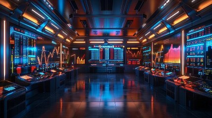 Fototapeta premium 3D Stock Market Evolution: Illustrate the evolution of the stock market from historical open-outcry trading floors to modern digital trading platforms,