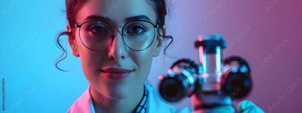 Aufkleber young researchers joyous expression while successfully conducting an experiment in a colorful lab