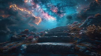 A celestial staircase leading up to the sky.