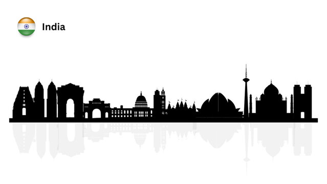 India skyline, India cityscape, India skyscraper buildings vector silhouette. vector illustrator