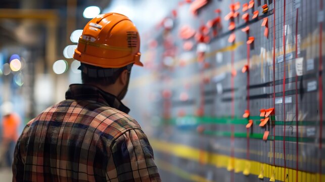 Team analyzing data on a large screen with charts and graphs.