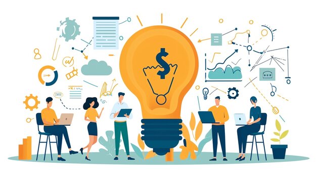 Business tech startup pitch, innovative ideas, agile development, and collaborative teamwork in a dynamic environment