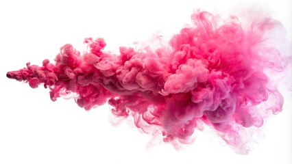 pink smoke cloud isolated on white background