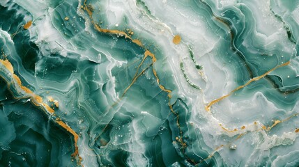 Elegant Green Marble With White And Gold Veins Showing Natural Mineral Texture And Luxurious Stone Surface Background Design