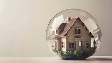 Abitazione all'interno di una bolla, che rappresenta l'assicurazione sulla casa
Disponibile sfondo trasparente