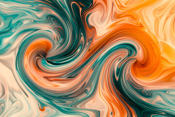 Obraz premium An image full of energy and movement, with a swirling marble-like pattern in orange and teal tones