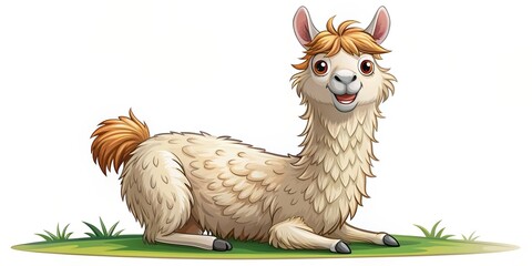 Fototapeta premium Funny cartoon alpaca lama in a whimsical and playful pose