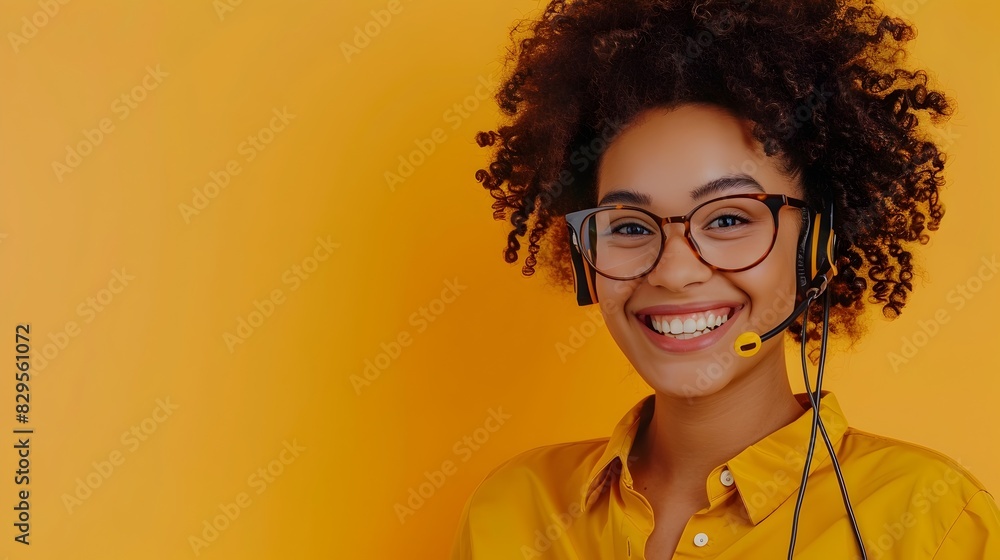 Aufkleber cheerful call center representative excelling in work amidst colorful background