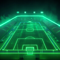 soccer field with neon
