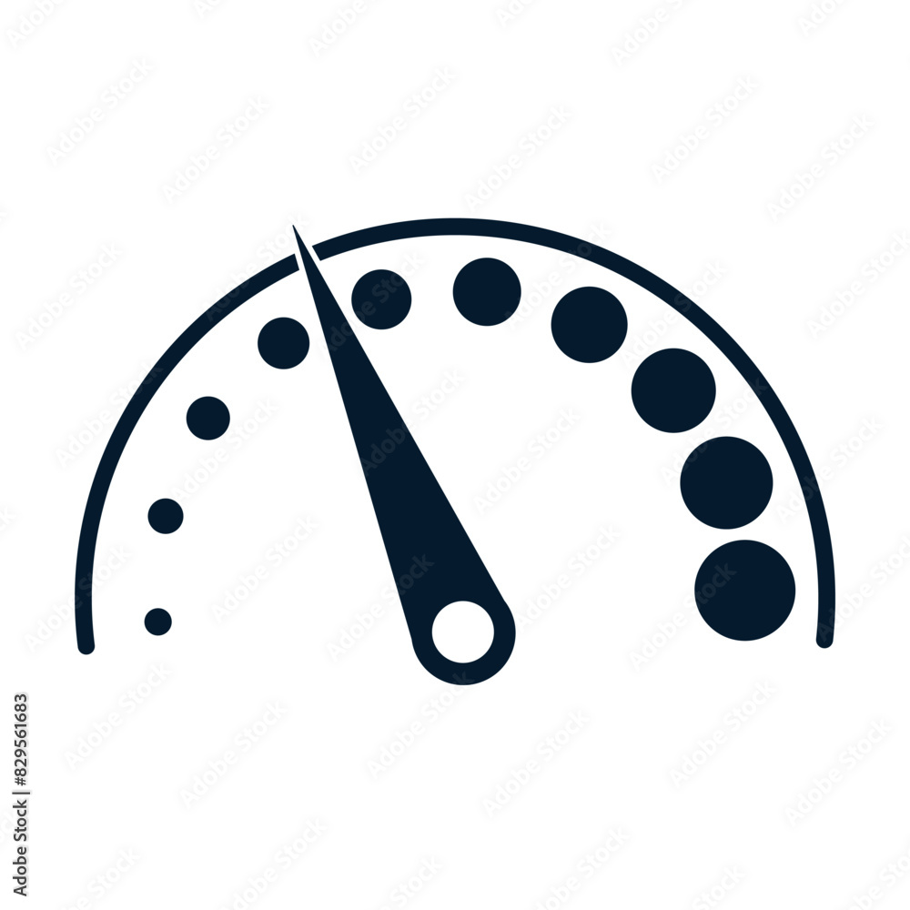 Poster tachometer scale and pointer. increase in productivity. vector icon isolated on white background.