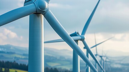 Wind turbine energy, close-up. Energy source from wind energy. Alternative electricity. Close-up.