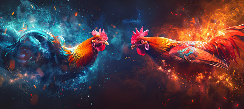 Cockfighting is a blood sport involving domesicated roosters as the combatants