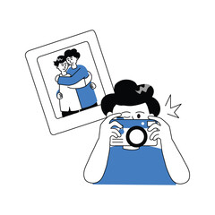 A man holding camera to click photos, concept illustration of eid photos