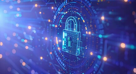 Digital padlock representing cybersecurity and data protection, emphasizing secure online transactions and modern information security measures.