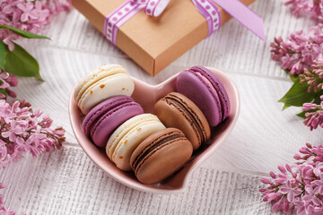 Colorful macaroons, arranged in a delightful display of vibrant hues