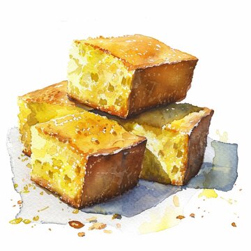 recommend clip art: Watercolor illustration of corn bread