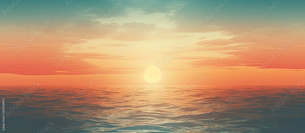 Aufkleber summer sunset over the sea with a circular abstract texture perfect for use as a background in image