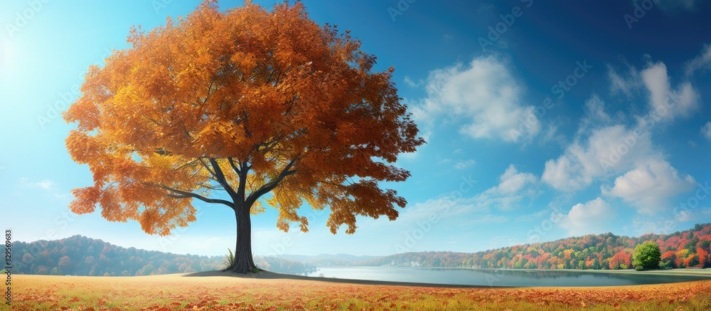 Aufkleber scenic autumn view with vibrant colors and a peaceful atmosphere perfect for using as a copy space i