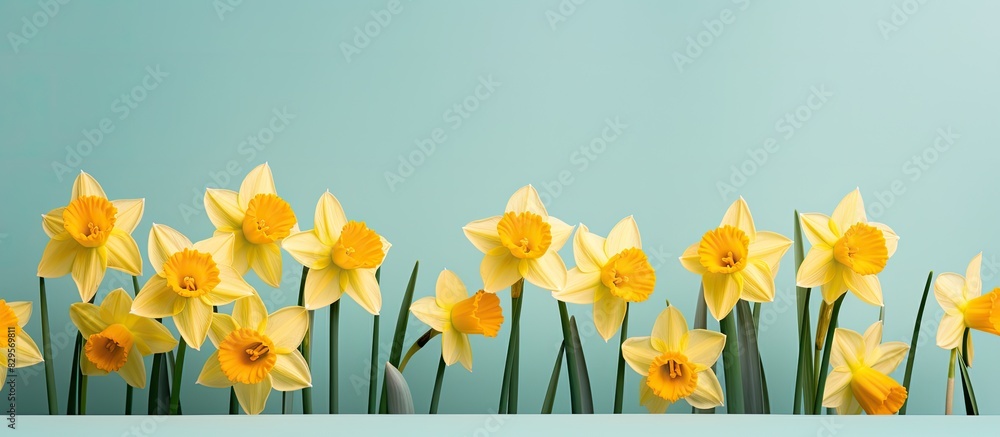 Poster daffodils set against vibrant backdrops with copy space image