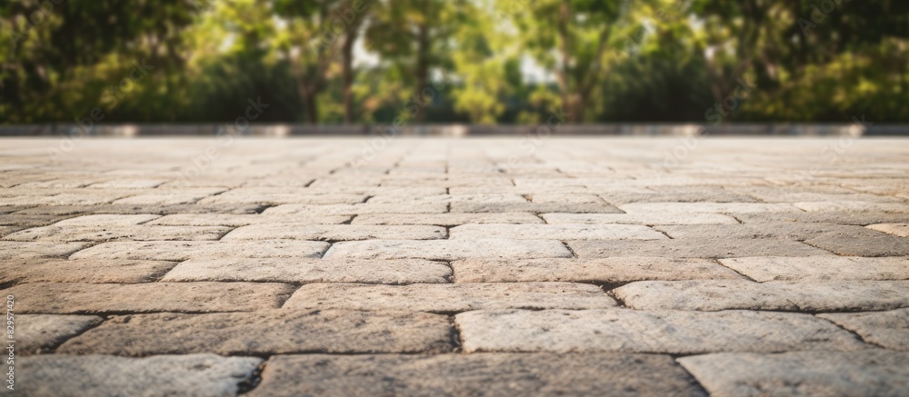 Poster stone paving block in a park with copy space image