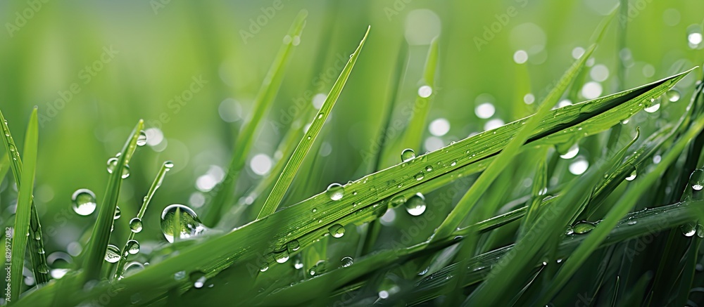 Aufkleber a detailed image showing dew on grass with copy space image