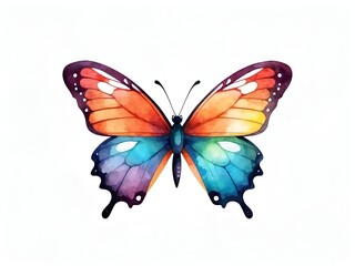 Colorful watercolor Butterfly illustration on a white background