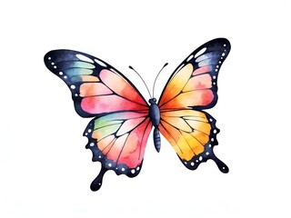 Colorful watercolor Butterfly illustration on a white background