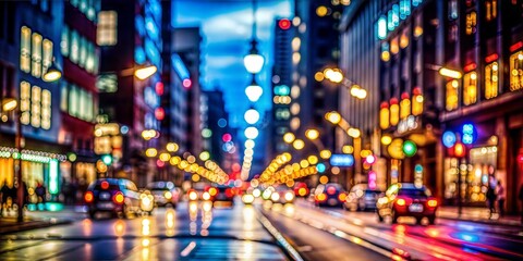 Obraz premium Urban Street Blur: A dark, blurred background with hints of city lights and street scenes, ideal for urban and edgy designs. 