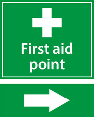 First aid post box point green sign