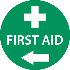 First aid post box point green sign