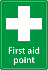 First aid post box point green sign