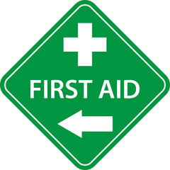 Obraz premium First aid post box point green sign