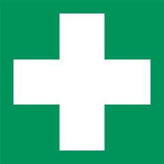 Obraz premium First aid post box point green sign