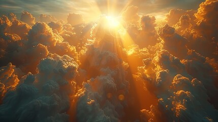 A golden light shining through storm clouds.