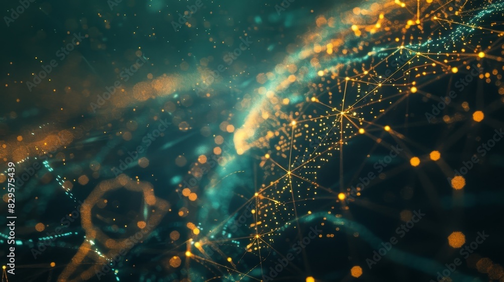 Poster an intricate network of lines crisscrosses the virtual globe representing millions of data points tr