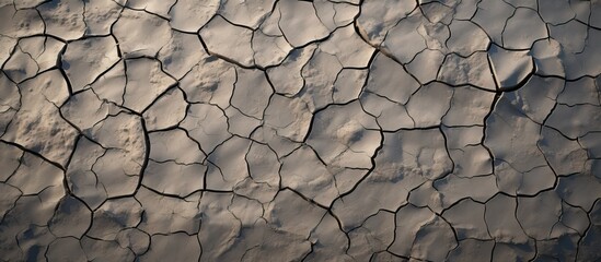 The parched earth shows cracks void of water with no signs of precipitation resulting in barren lands with no copy space image