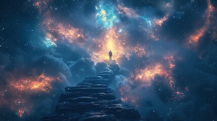 A celestial staircase leading up to the heavens.