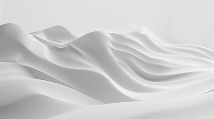Wave-like forms in white seamlessly transition into a clean background, creating a minimalist visual effect.
