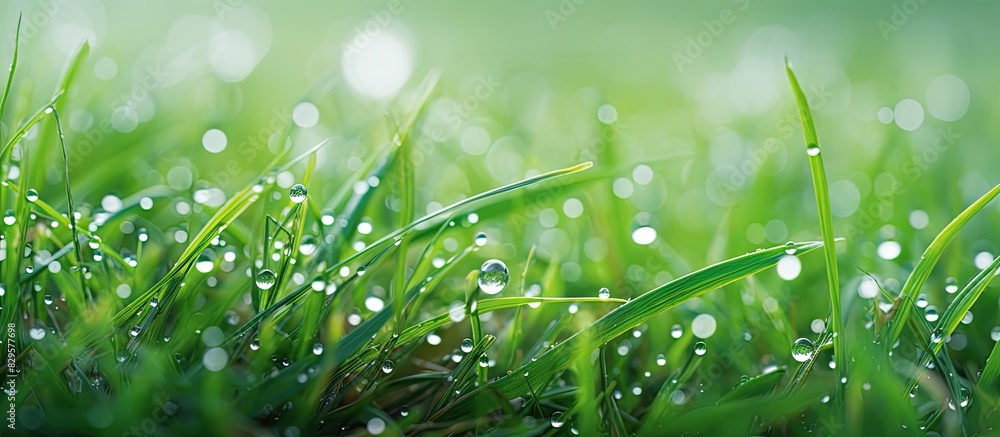 Aufkleber a detailed image showing dew on grass with copy space image