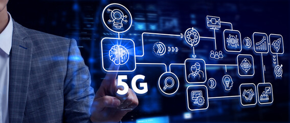 The concept of 5G network, high-speed mobile Internet, new generation networks. Business, modern...
