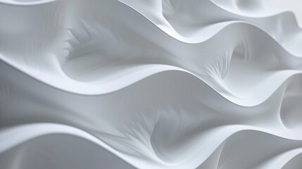 Fototapeta premium Minimalist wave shapes in white seamlessly integrate with a clean background, highlighting fluidity and simplicity