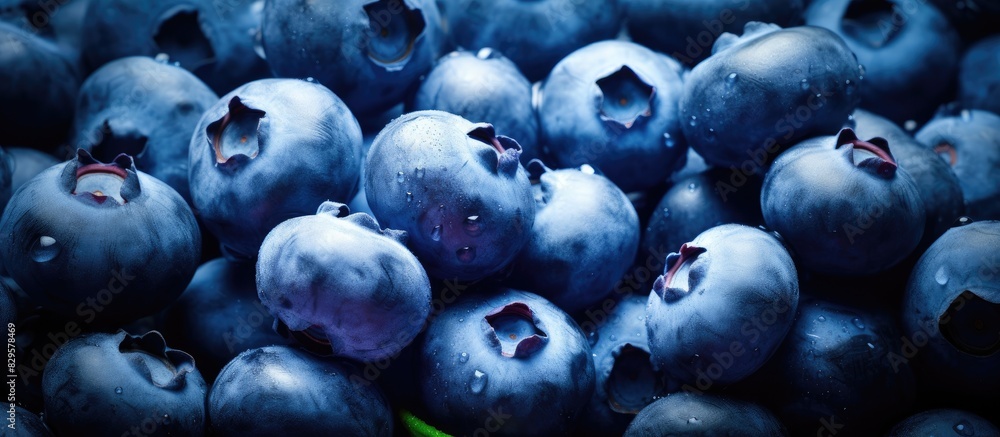 Aufkleber fresh blueberries arranged attractively on a background with copy space image