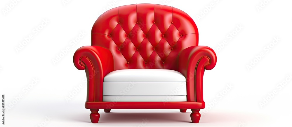 Poster classic chair in white and red colors isolated on a white background with a clipping path for a copy