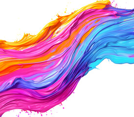 Wave splash color brush paint swirl isolated abstract on white background. Brushstroke ribbon paint stroke flow,  wavy 3D shape design of paintbrush pen fluid rainbow element acrylic texture line