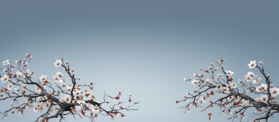 Obraz premium Tree s blossoming flowers in detail with a blank space for adding images. Copy space image. Place for adding text and design