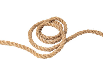 twisted thick rope is isolated from the background