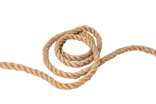 twisted thick rope is isolated from the background