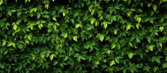 Background of a wall covered with green leaves perfect for copy space image