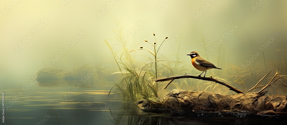 Poster natural habitat featuring a wild bird part of a nature series with copy space image