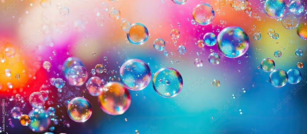 Aufkleber colorful soap suds bubbles on a textured background create a vibrant and lively copy space image